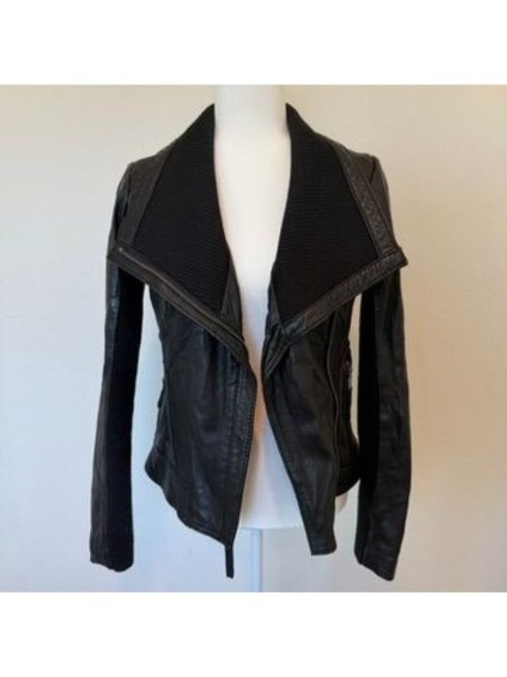 Michael Kors Black Leather Moto Jacket Size XS